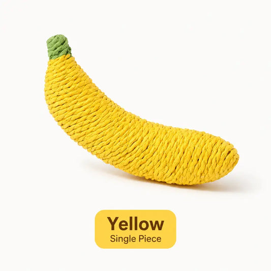 Sisal Banana Interactive Cat Toy - Small, Solid, 40G, Compact, Carryable, Textured for Chew & Bat, Scratching, Indoor Pet Play (Yellow/Green)
